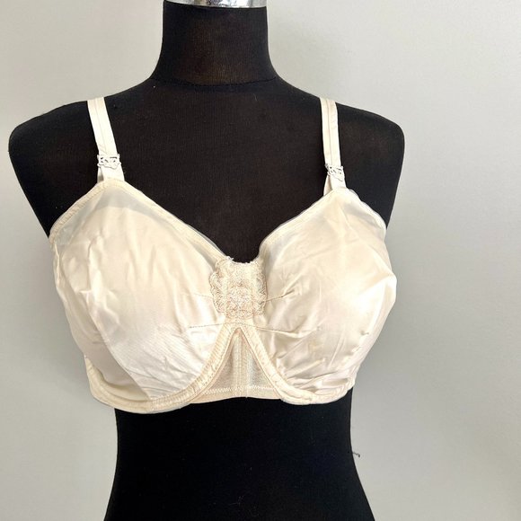 Vintage Edith Lances Minimizing Hand Sewn Bra In Cream Nude - Picture 3 of 13